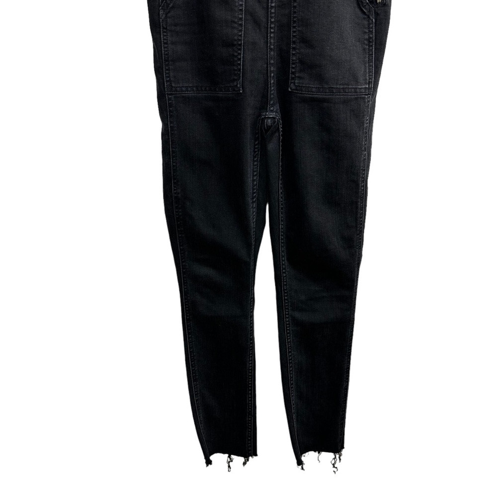 Madewell Skinny Overalls in Black Lunar Wash XS High Rise Raw Hem Stretch Bibs - Picture 11 of 13